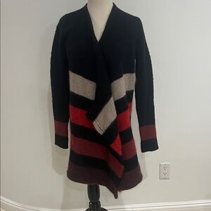 rag & bone Black and Red Striped Cardigan   XS